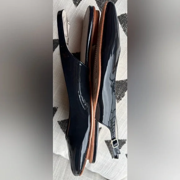 Boden NEW Black Patent Leather Slingback Flats w Buckle Fastener - Size (39)8.5 - Picture 8 of 9